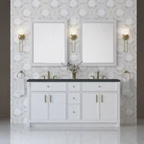 Bellshire 72" Double Vanity, Bright White w/ 3 CM Charcoal Soapstone Silestone Top