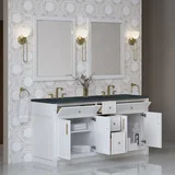Bellshire 72" Double Vanity, Bright White w/ 3 CM Charcoal Soapstone Silestone Top
