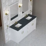 Bellshire 72" Double Vanity, Bright White w/ 3 CM Charcoal Soapstone Silestone Top