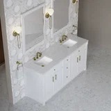 Bellshire 72" Double Vanity, Bright White w/ 3 CM Eternal Jasmine Pearl Silestone Top