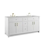 Bellshire 72" Double Vanity, Bright White w/ 3 CM Ethereal Noctis Silestone Top