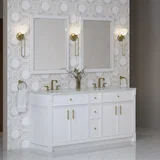 Bellshire 72" Double Vanity, Bright White w/ 3 CM Ethereal Noctis Silestone Top