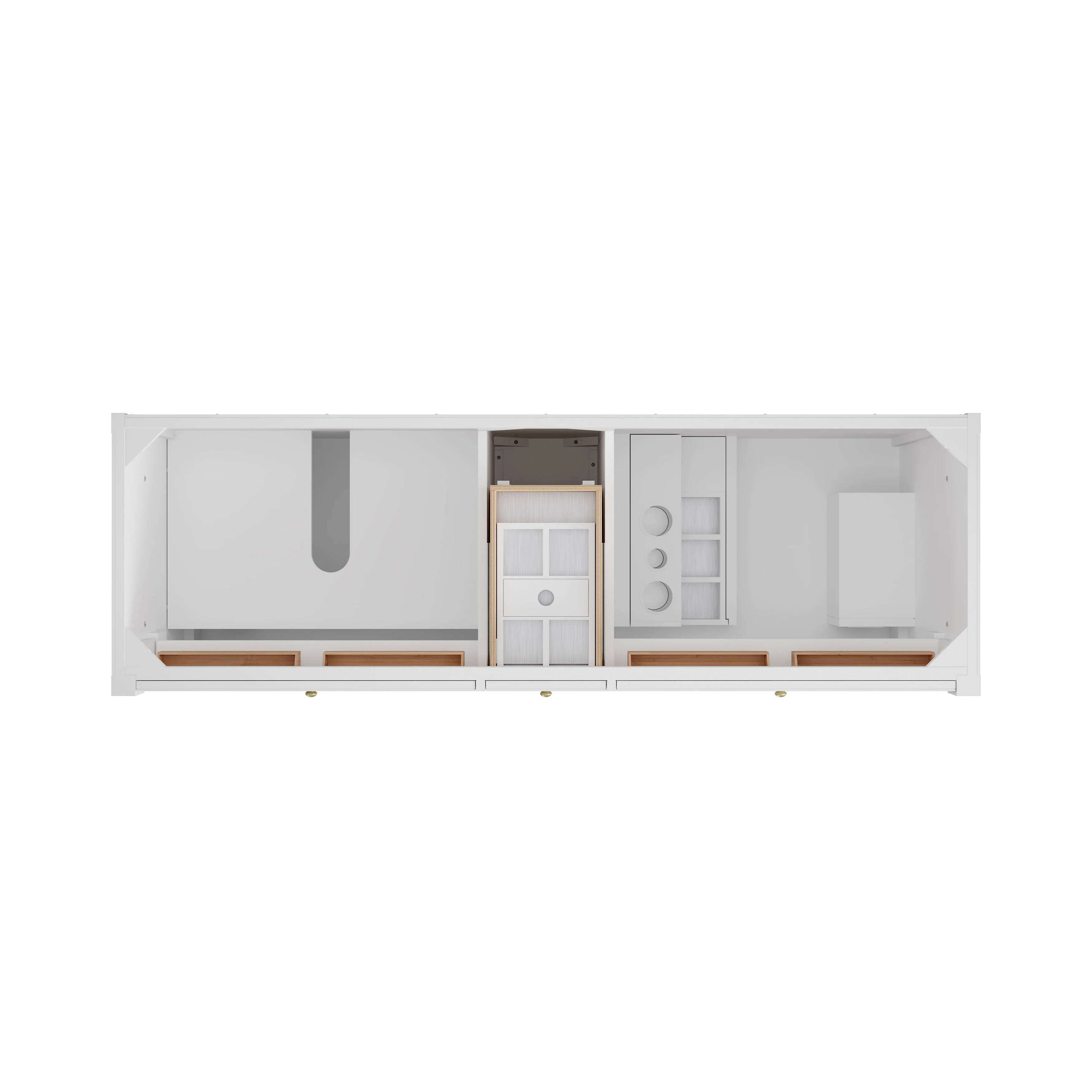 Bellshire 72" Double Vanity, Bright White w/ 3 CM Ethereal Noctis Silestone Top