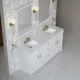 Bellshire 72" Double Vanity, Bright White w/ 3 CM Ethereal Noctis Silestone Top