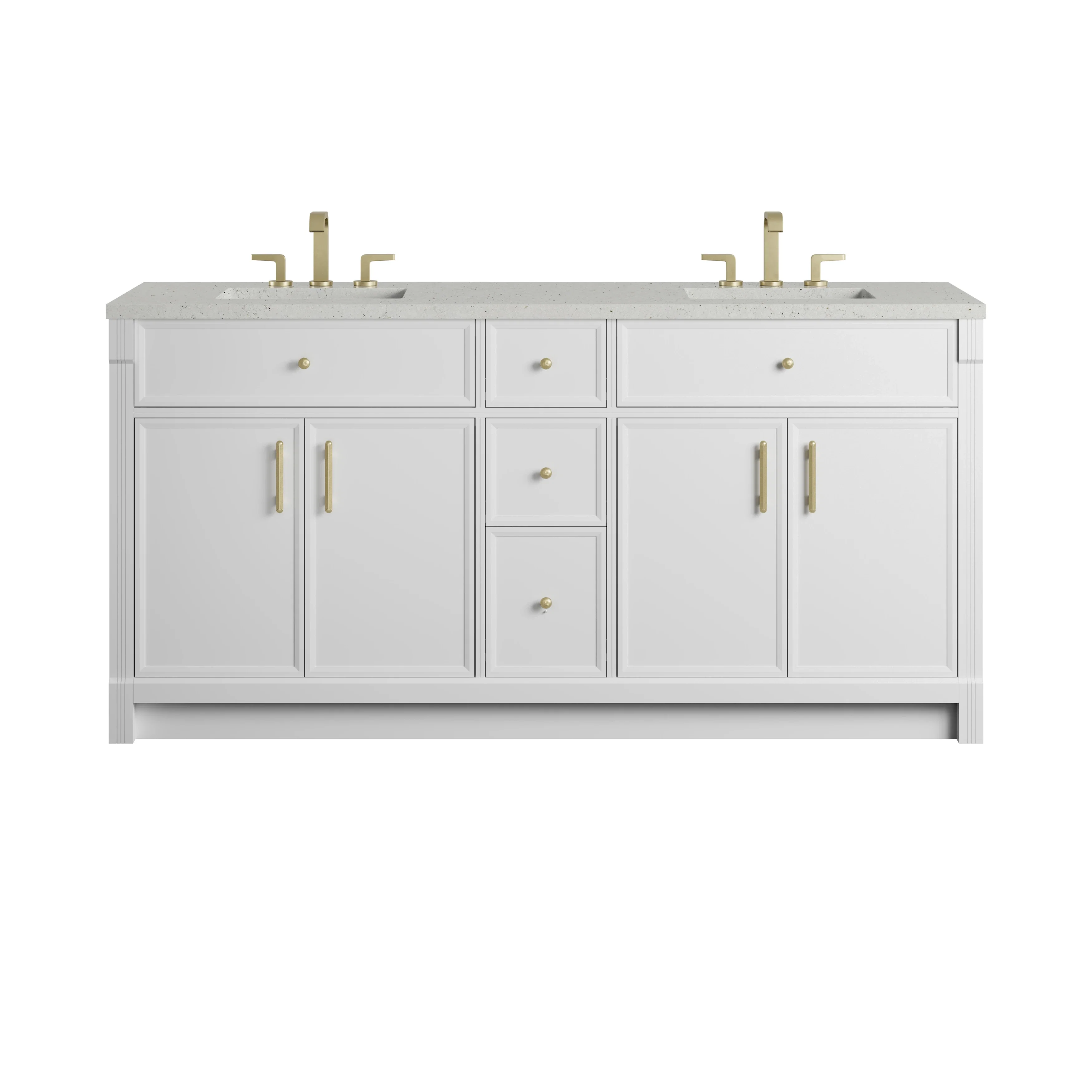 Bellshire 72" Double Vanity, Bright White w/ 3 CM Lime Delight Silestone Top