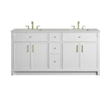 Bellshire 72" Double Vanity, Bright White w/ 3 CM Lime Delight Silestone Top