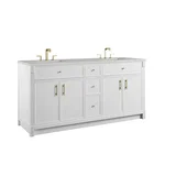 Bellshire 72" Double Vanity, Bright White w/ 3 CM Lime Delight Silestone Top