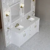 Bellshire 72" Double Vanity, Bright White w/ 3 CM Lime Delight Silestone Top