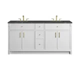 Bellshire 72" Double Vanity, Bright White w/ 3 CM Parisien Bleu Silestone Top