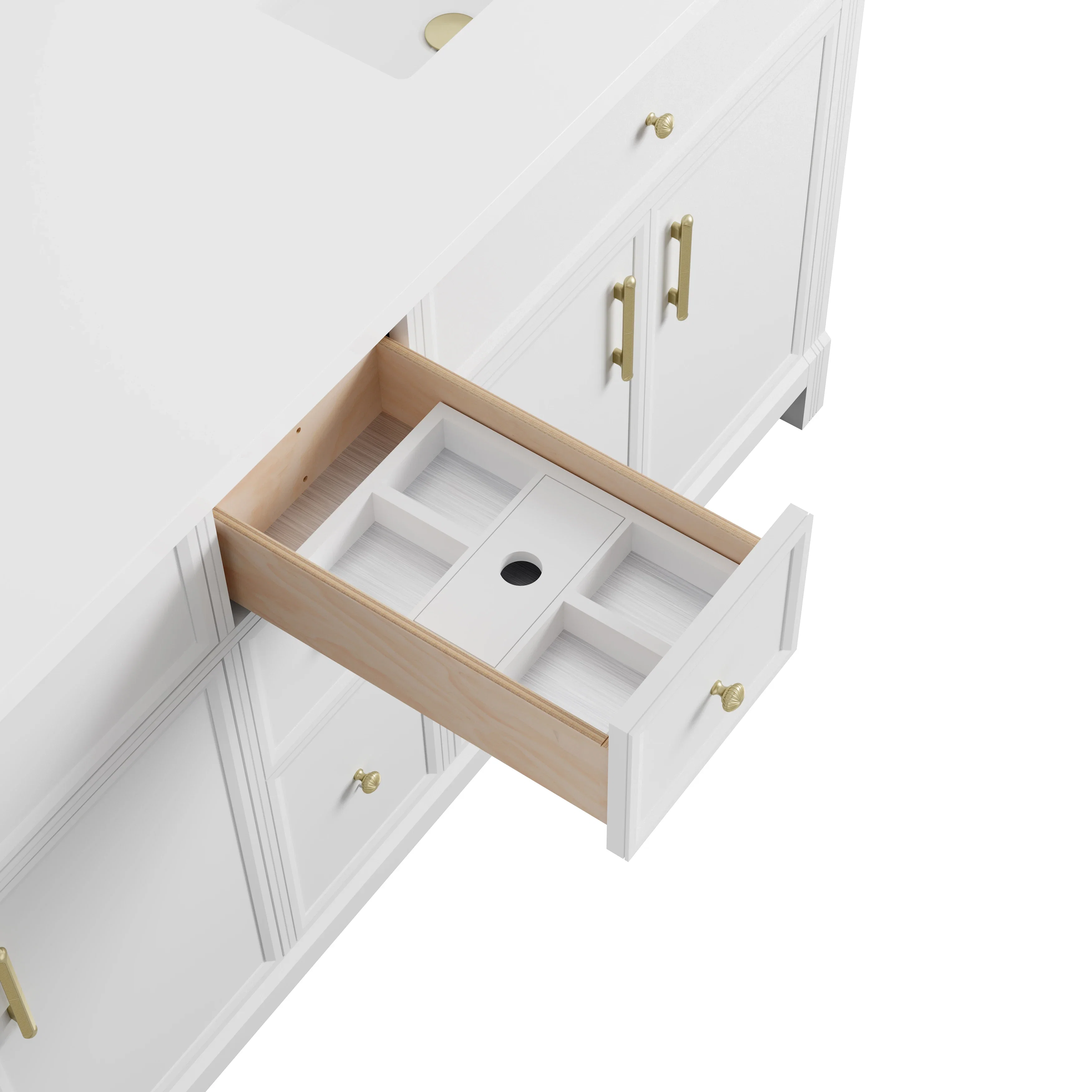 Bellshire 72" Double Vanity, Bright White w/ 3 CM Parisien Bleu Silestone Top