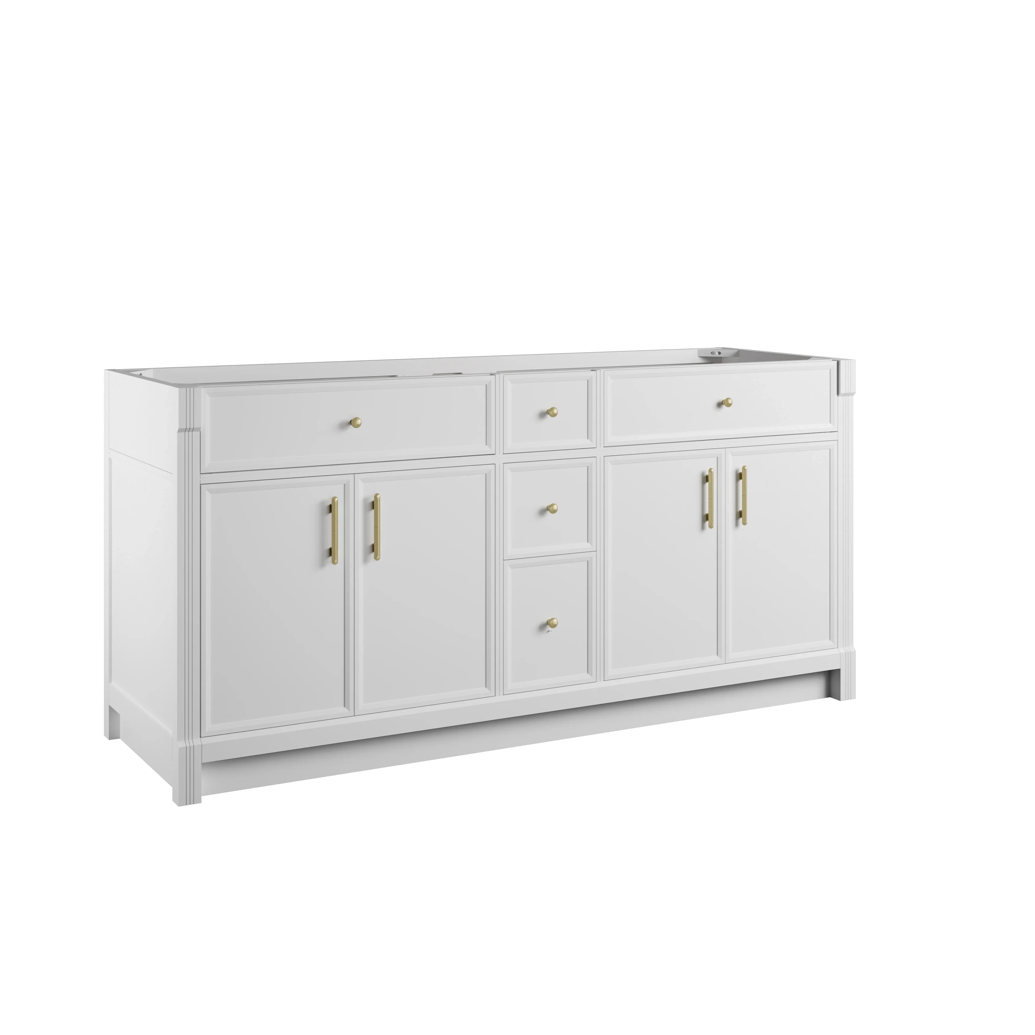 Bellshire 72" Double Vanity, Bright White w/ 3 CM Parisien Bleu Silestone Top