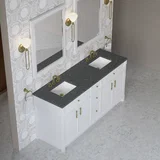 Bellshire 72" Double Vanity, Bright White w/ 3 CM Parisien Bleu Silestone Top