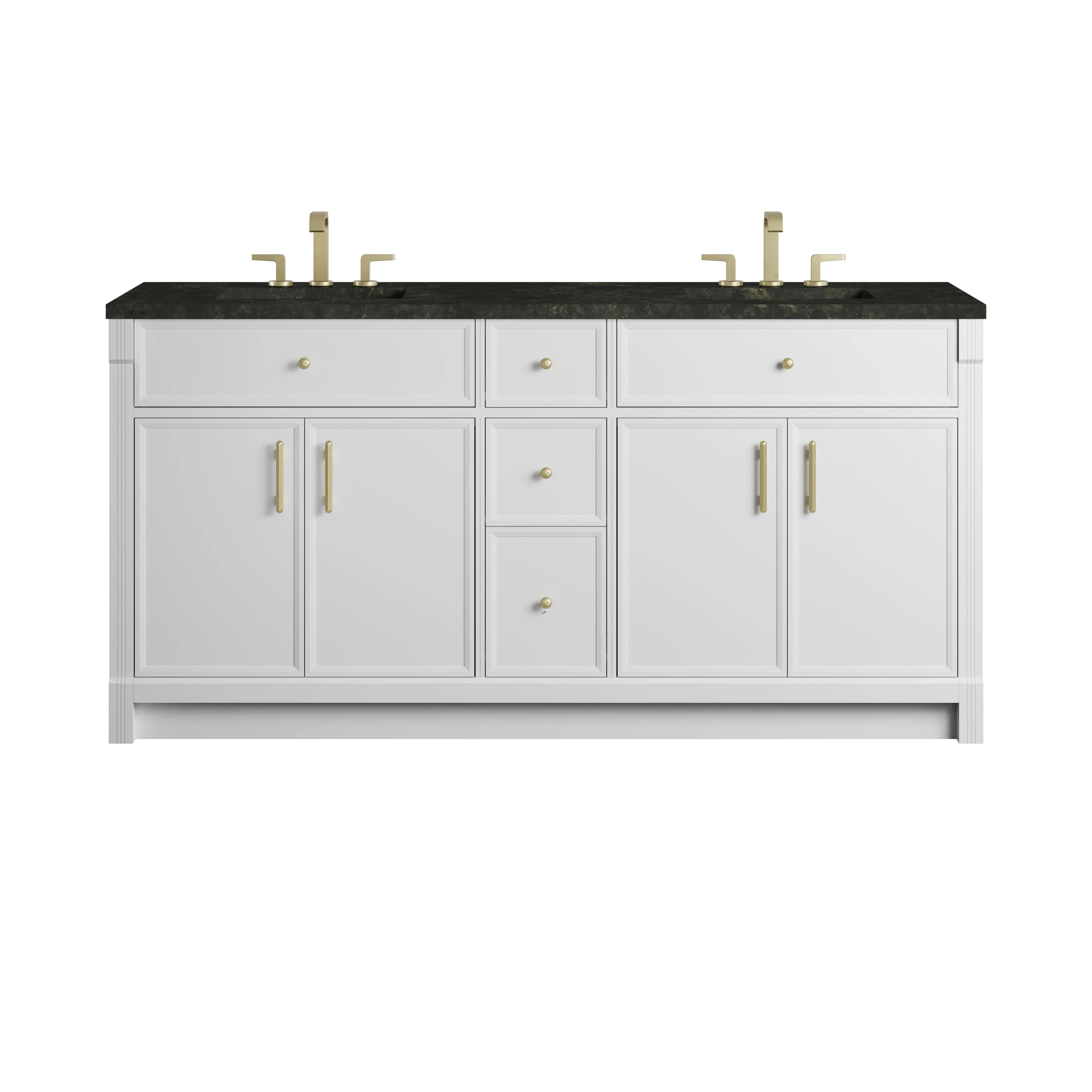 Bellshire 72" Double Vanity, Bright White w/ 3 CM Phantome Eclos Top