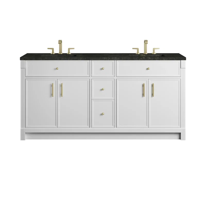 Bellshire 72" Double Vanity, Bright White w/ 3 CM Phantome Eclos Top