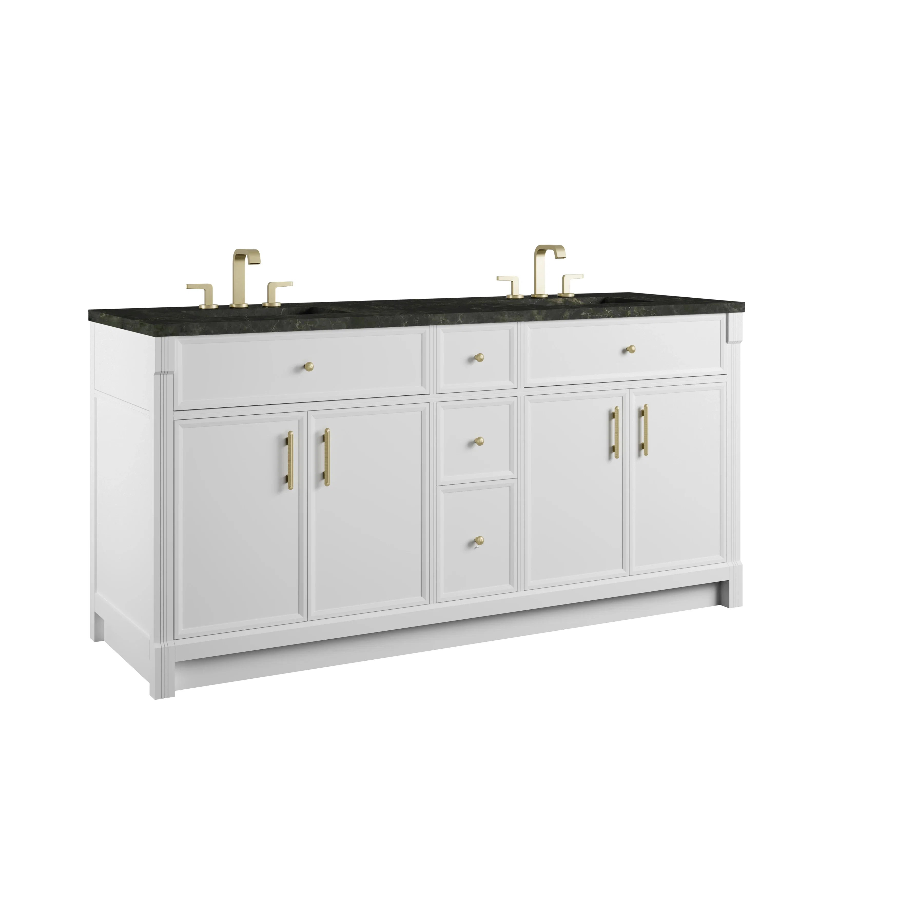 Bellshire 72" Double Vanity, Bright White w/ 3 CM Phantome Eclos Top