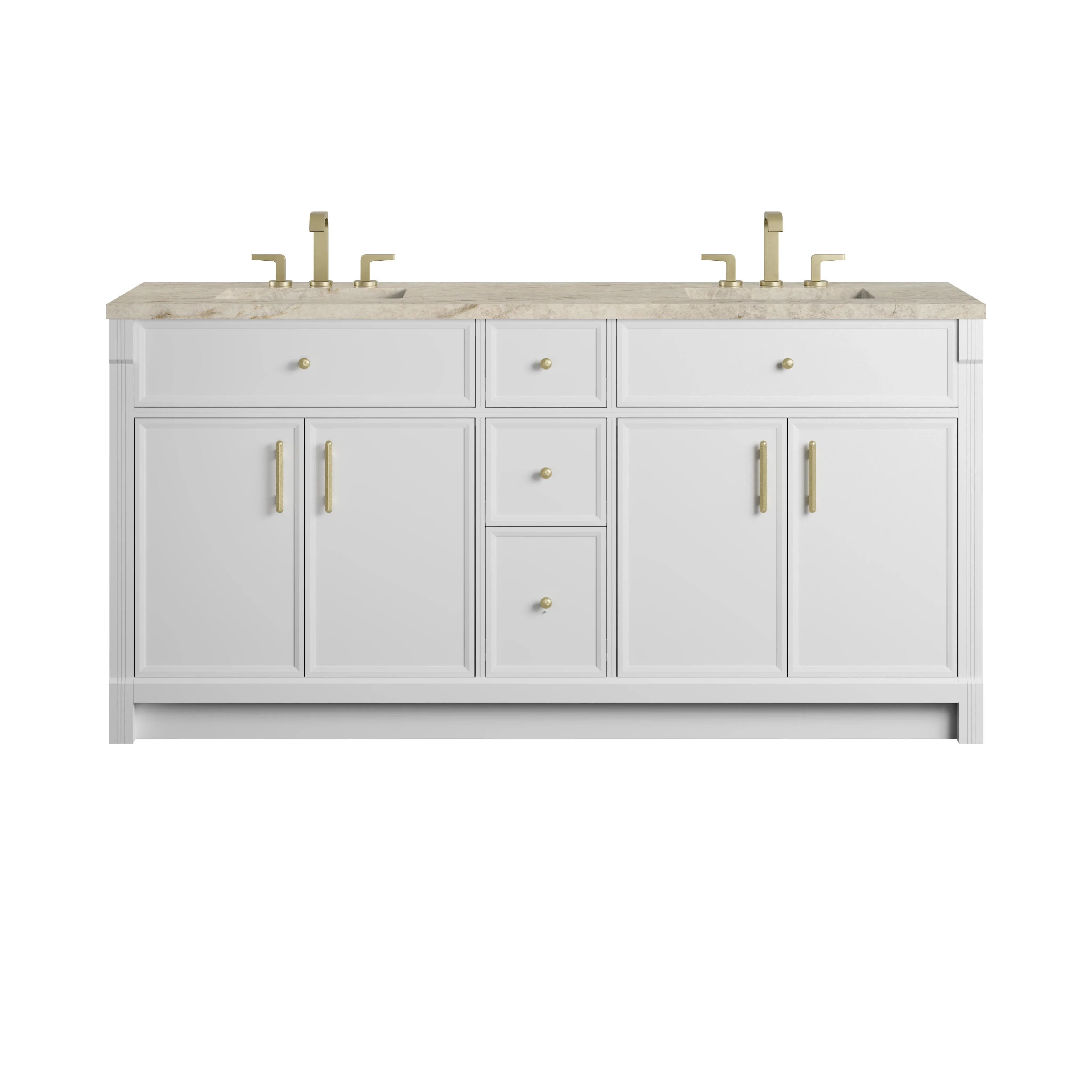 Bellshire 72" Double Vanity, Bright White w/ 3 CM Tajnar Eclos Top
