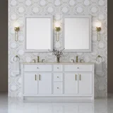 Bellshire 72" Double Vanity, Bright White w/ 3 CM Tajnar Eclos Top