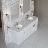 Bellshire 72" Double Vanity, Bright White w/ 3 CM Victorian Silver Silestone Top