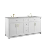 Bellshire 72" Double Vanity, Bright White w/ 3 CM Victorian Silver Silestone Top
