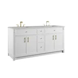 Bellshire 72" Double Vanity, Bright White w/ 3 CM Eternal Jasmine Pearl Silestone Top w/FreePower Wireless Charger