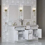 Bellshire 72" Double Vanity, Bright White w/ 3 CM Eternal Jasmine Pearl Silestone Top w/FreePower Wireless Charger