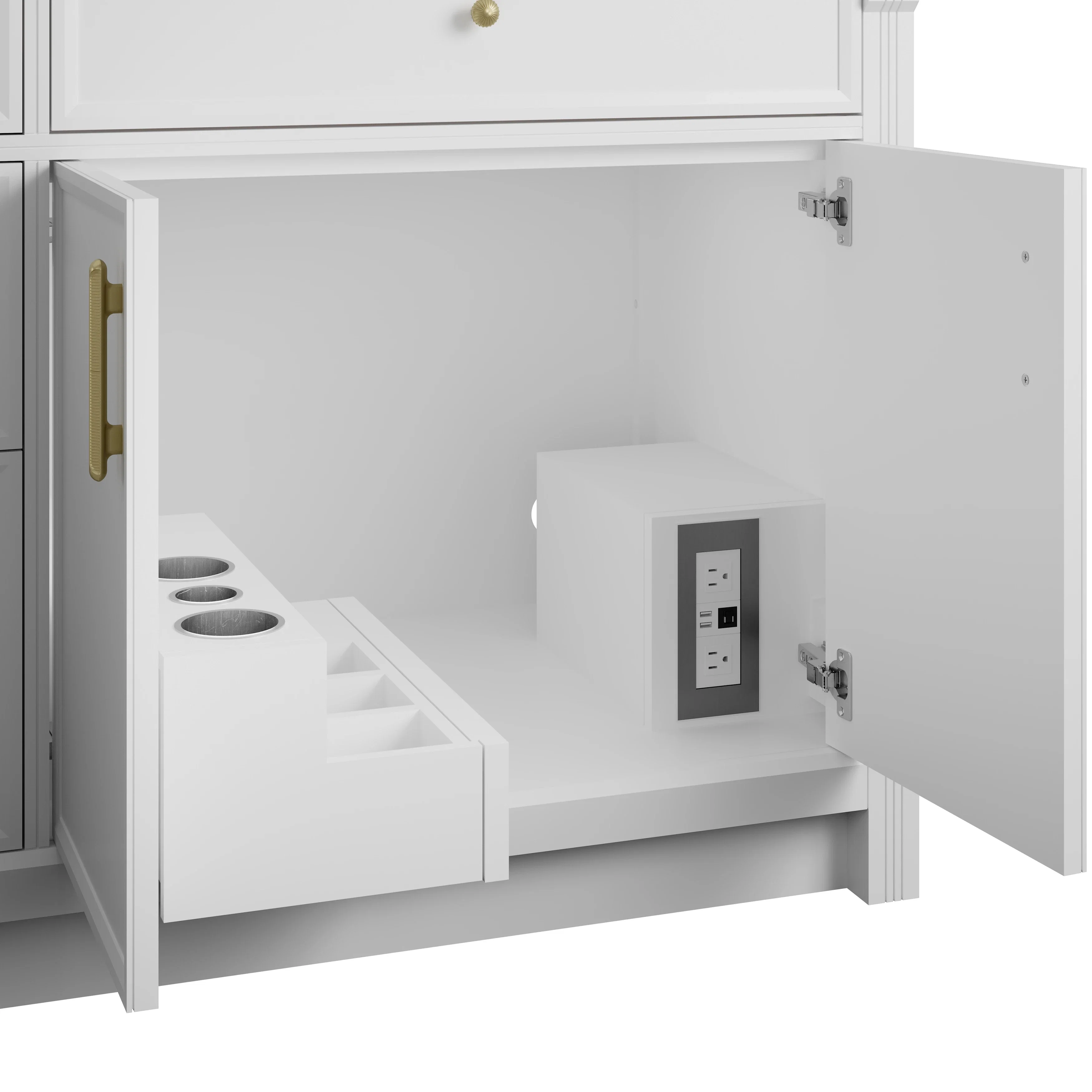 Bellshire 72" Double Vanity, Bright White w/ 3 CM Parisien Bleu Silestone Top w/FreePower Wireless Charger