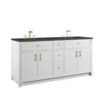Bellshire 72" Double Vanity, Bright White w/ 3 CM Parisien Bleu Silestone Top w/FreePower Wireless Charger