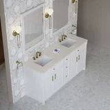 Bellshire 72" Double Vanity, Bright White w/ 3 CM Siberian Silestone Top w/FreePower Wireless Charger