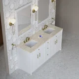 Bellshire 72" Double Vanity, Bright White w/ 3 CM Tajnar Eclos Top w/FreePower Wireless Charger