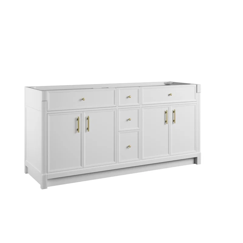 Bellshire 72" Double Vanity Cabinet, Bright White