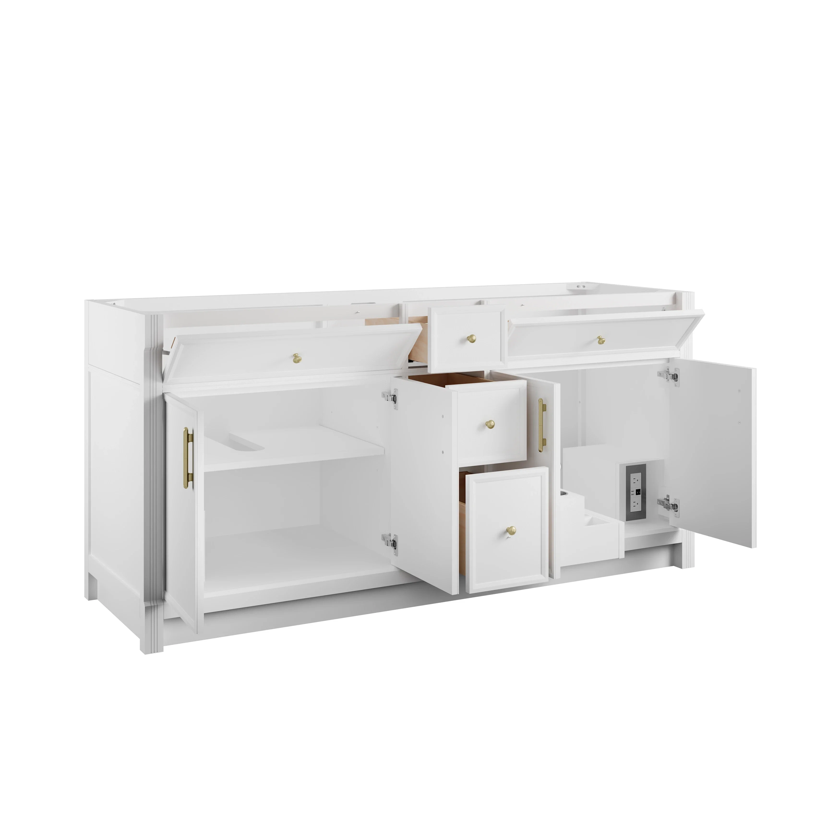 Bellshire 72" Double Vanity Cabinet, Bright White