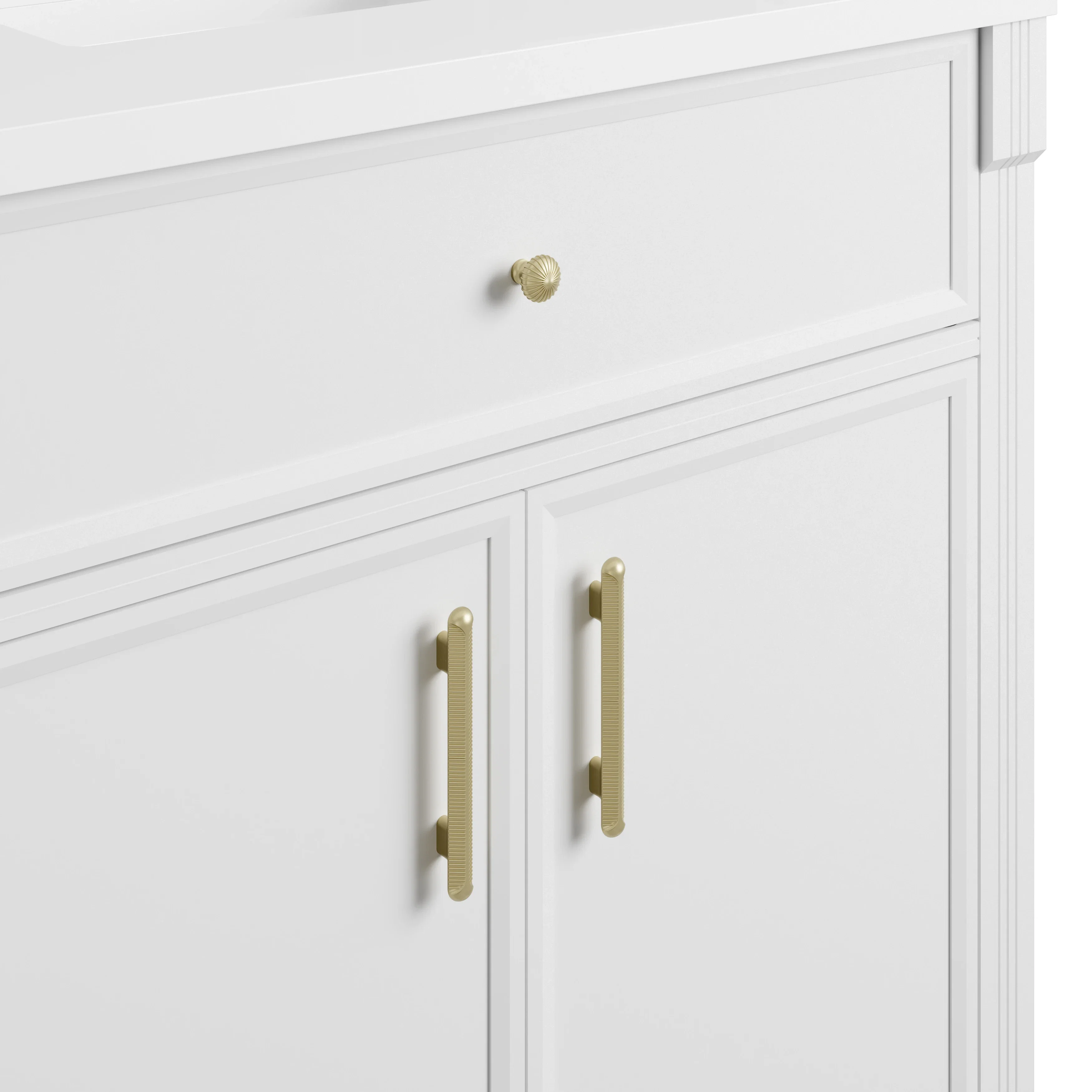 Bellshire 72" Double Vanity Cabinet, Bright White