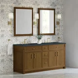 Bellshire 72" Double Vanity, Honey Oak w/ 3 CM Charcoal Soapstone Silestone Top