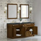 Bellshire 72" Double Vanity, Honey Oak w/ 3 CM Charcoal Soapstone Silestone Top