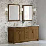 Bellshire 72" Double Vanity, Honey Oak w/ 3 CM Lime Delight Silestone Top
