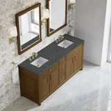 Bellshire 72" Double Vanity, Honey Oak w/ 3 CM Parisien Bleu Silestone Top