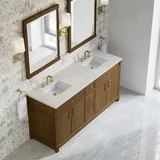 Bellshire 72" Double Vanity, Honey Oak w/ 3 CM Siberian Silestone Top