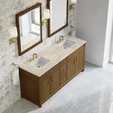 Bellshire 72" Double Vanity, Honey Oak w/ 3 CM Tajnar Eclos Top
