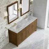 Bellshire 72" Double Vanity, Honey Oak w/ 3 CM Victorian Silver Silestone Top