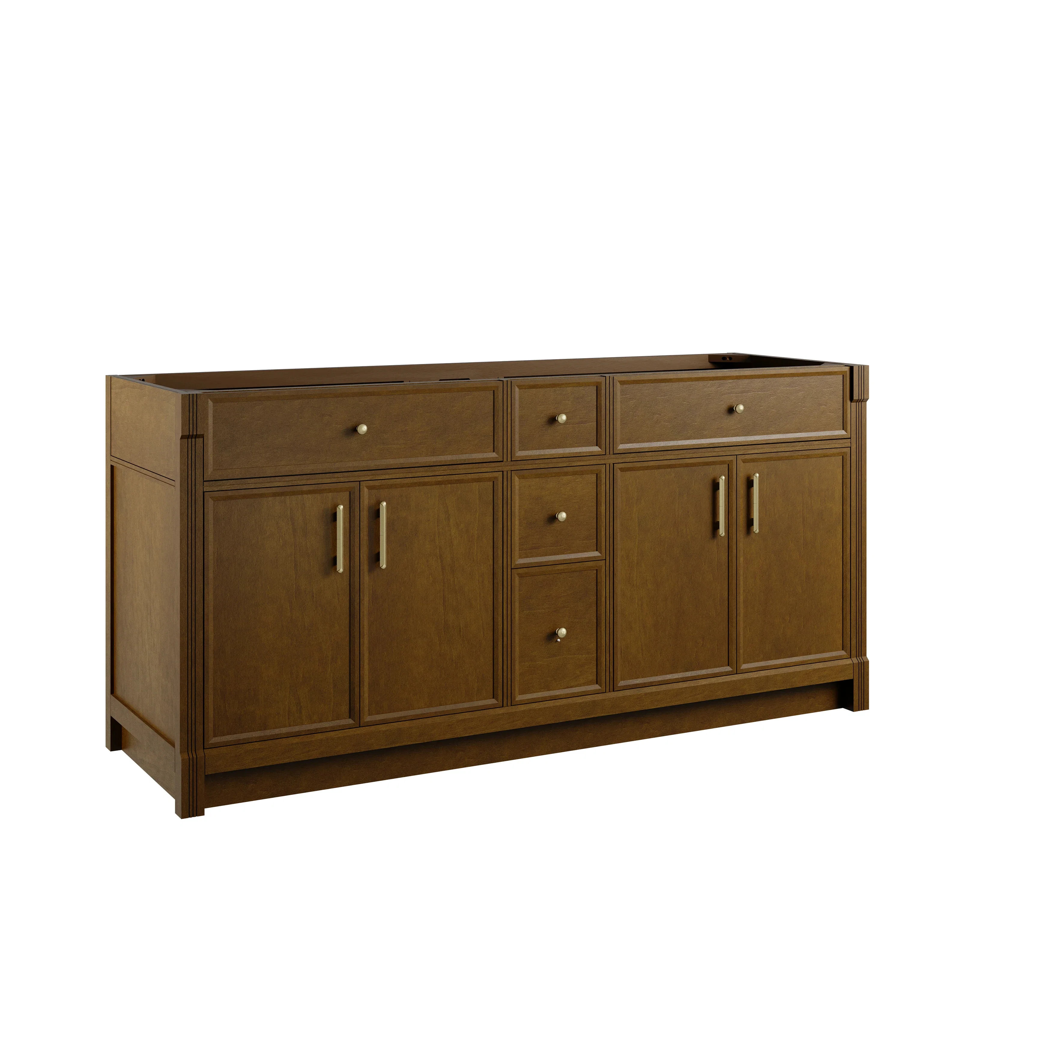 Bellshire 72" Double Vanity, Honey Oak w/ 3 CM Parisien Bleu Silestone Top w/FreePower Wireless Charger