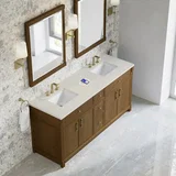 Bellshire 72" Double Vanity, Honey Oak w/ 3 CM Siberian Silestone Top w/FreePower Wireless Charger