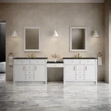 Bellshire 120" Dual Vanity Set with 24" Make-Up Counter, Bright White w/3 cm Phantome Eclos Top