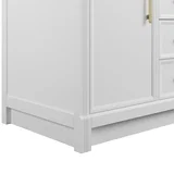 Bellshire 120" Dual Vanity Set with 24" Make-Up Counter, Bright White w/3 cm Parisien Bleu Silestone Top w/FreePower Wireless Charger