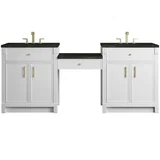 Bellshire 84" Dual Vanity Set with 24" Make-Up Counter, Bright White w/3 cm Phantome Eclos Top