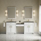 Bellshire 84" Dual Vanity Set with 24" Make-Up Counter, Bright White w/3 cm Phantome Eclos Top