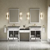 Bellshire 84" Dual Vanity Set with 24" Make-Up Counter, Bright White w/3 cm Phantome Eclos Top