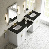 Bellshire 84" Dual Vanity Set with 24" Make-Up Counter, Bright White w/3 cm Phantome Eclos Top