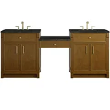 Bellshire 84" Dual Vanity Set with 24" Make-Up Counter, Honey Oak w/3 cm Phantome Eclos Top