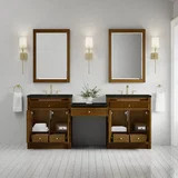 Bellshire 84" Dual Vanity Set with 24" Make-Up Counter, Honey Oak w/3 cm Phantome Eclos Top
