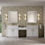 Bellshire 96" Dual Vanity Set with 24" Make-Up Counter, Bright White w/3 cm Lime Delight Silestone Top